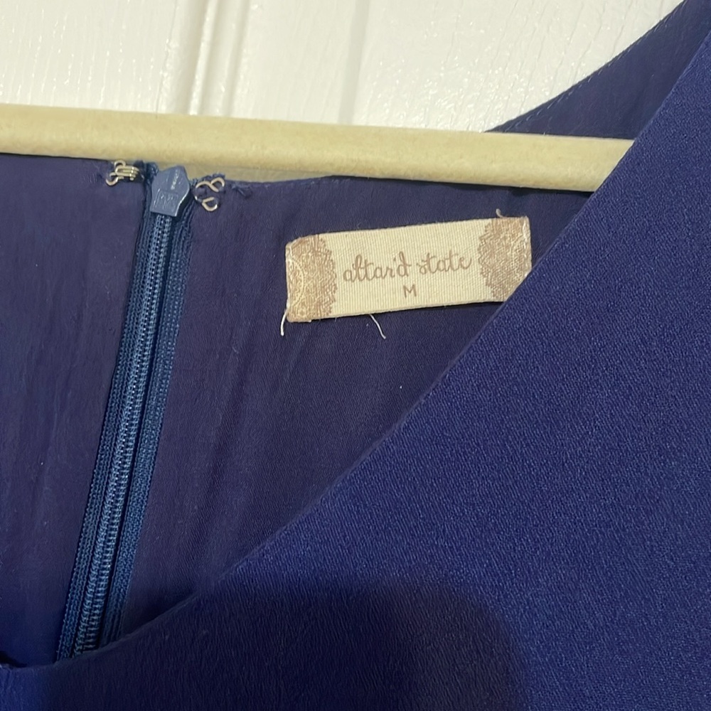 Altar'd State Deep Blue Ruffle Sleeve Blouse - Picture 2 of 3